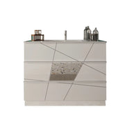 Mobile da bagno con un lavabo e 3 cassetti, collezione VITARIO. Colore bianco lucido.