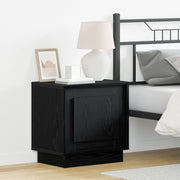 Comodino con luci LED Nero Rovere 44x34,5x45 cm
