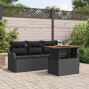 Set Divano da Giardino con archiviazione 5 pcs Nero polyrattan