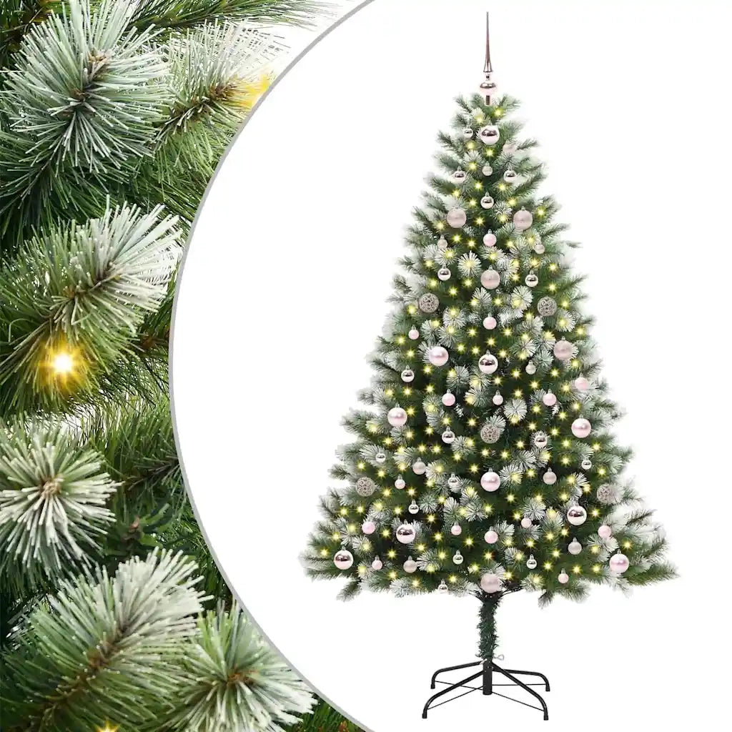 Albero di Natale artificiale a cerniera con neve fioccata
