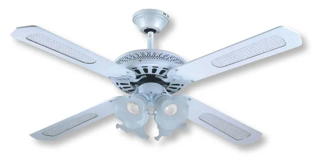 Ventilatore a Soffitto 4 Pale Legno Bianco 65W 132CM