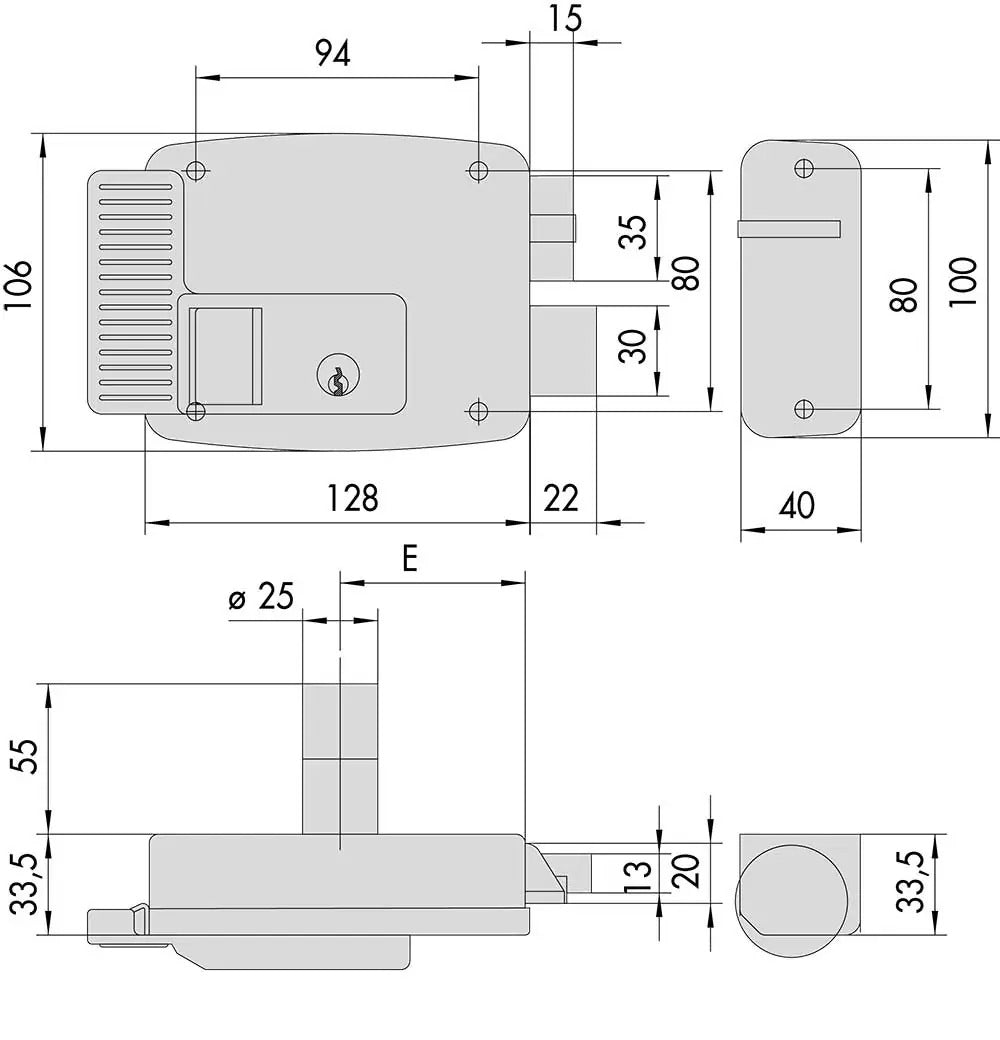 Elettroserratura da applicare per legno E.60 SX