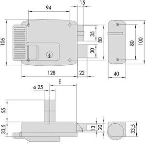 Elettroserratura da applicare per legno E.60 SX