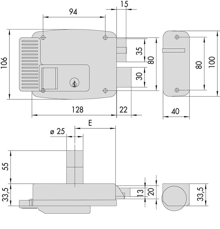 Elettroserratura da applicare per legno E.60 SX