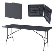 Tavolo pieghevole con piano rettangolare 180 x 75 x 72 cm nero 03_0011090