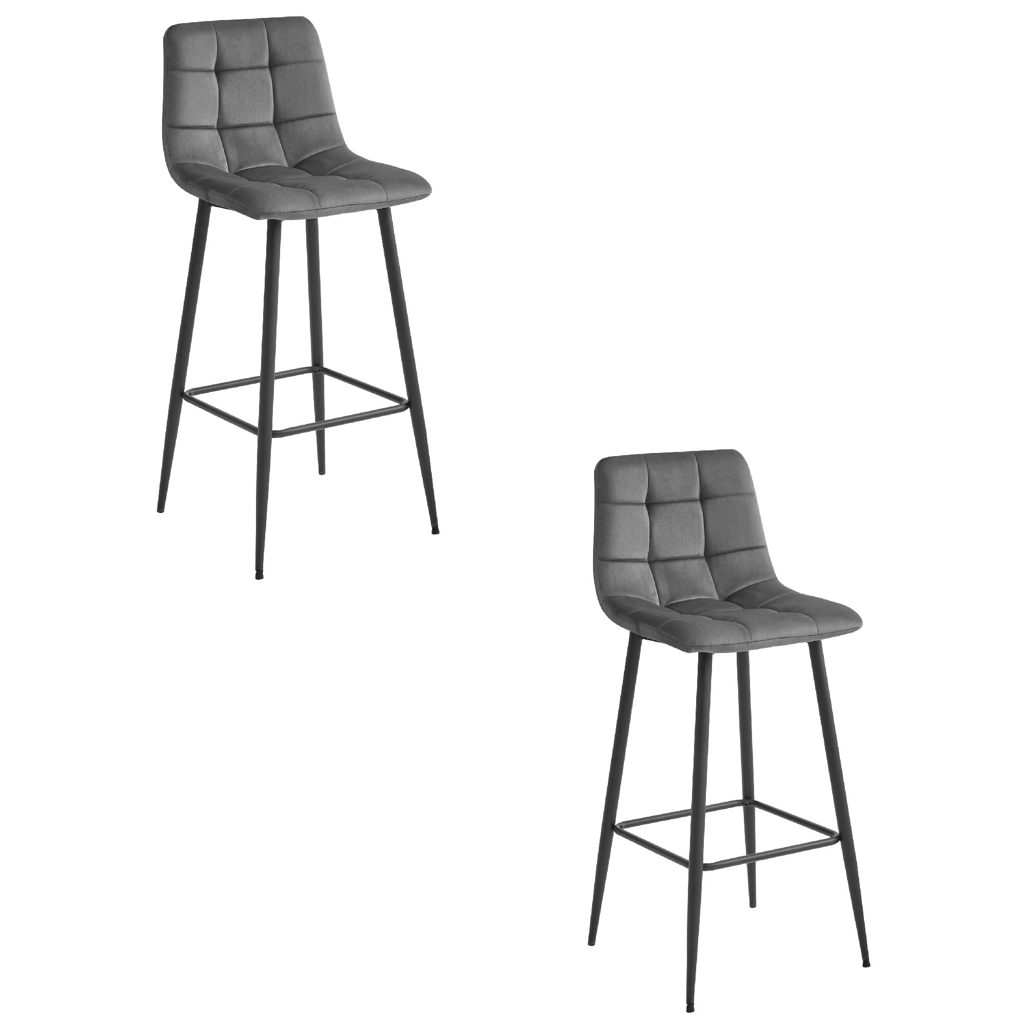 Sgabello Valora TEOTO in velluto grigio scuro con gambe nere x2