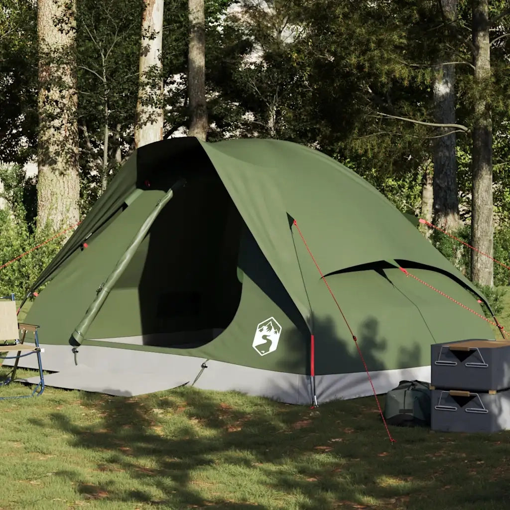 Tenda da Campeggio a Cupola 4 Persone-Tenda per Escursionismo Verde Oliva Impermeabile 936855