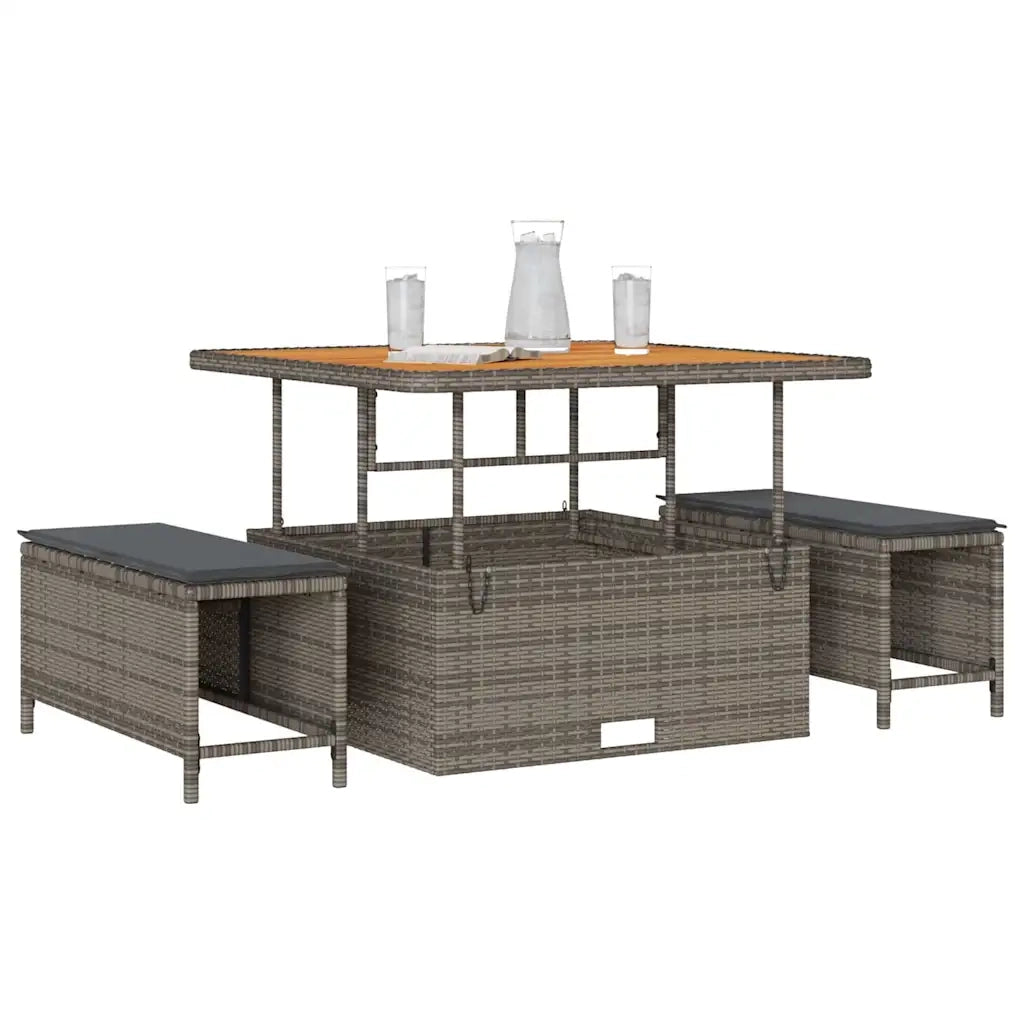 Set da Pranzo per Giardino Grigio polyrattan 42007910
