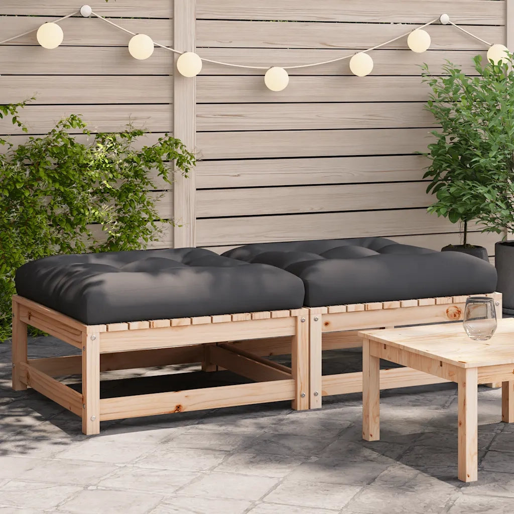 Sedia da giardino-Poggiapiedi da Giardino con Cuscini 2 pz Legno Massello di Pino 708307