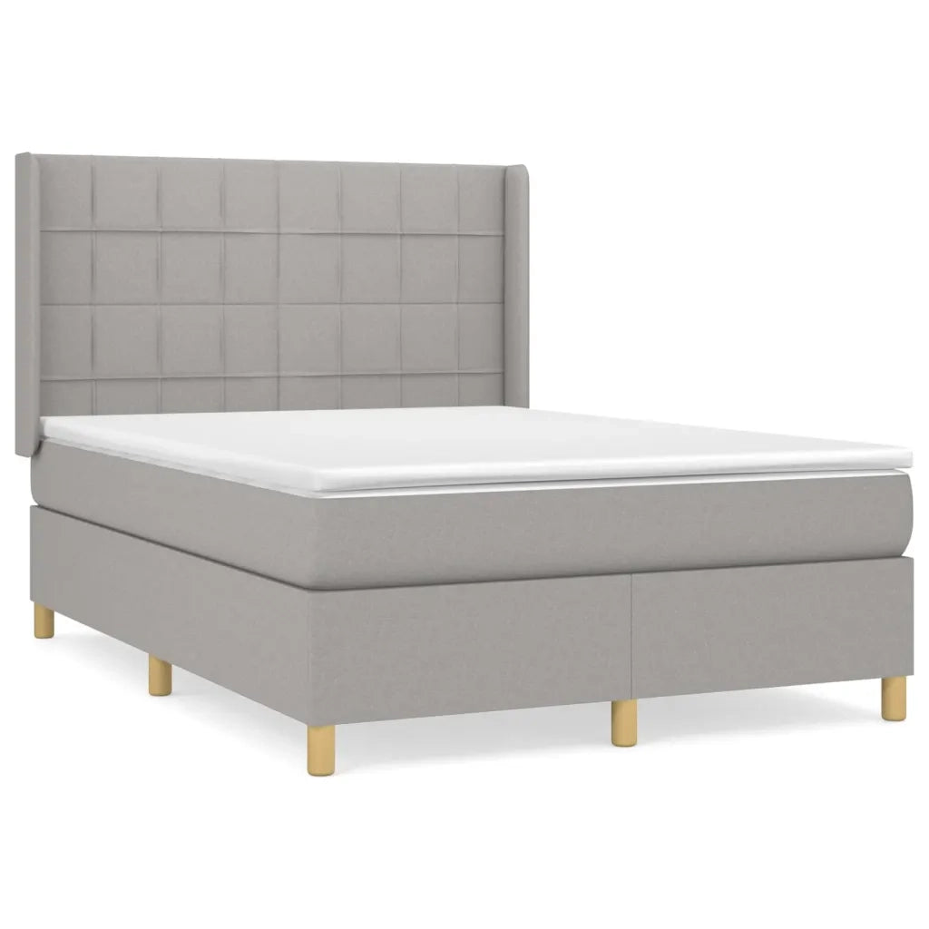 Giroletto a Molle con Materasso Grigio Chiaro 140x200cm Tessuto 3131993