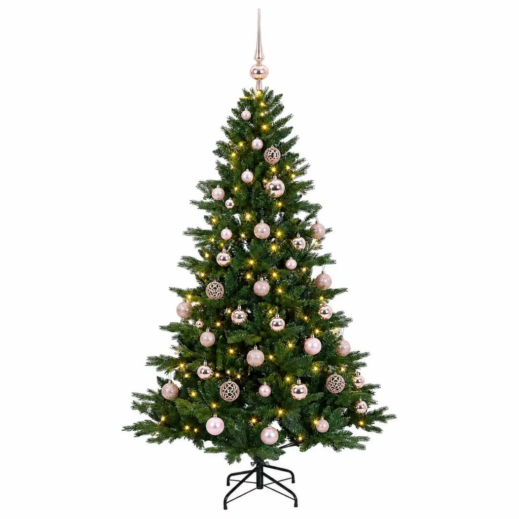 Albero di Natale artificiale con palline 120 cm 150 LED 3465767