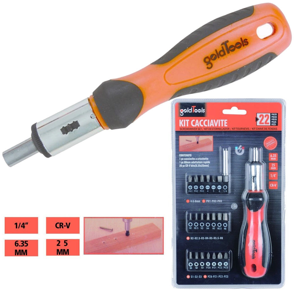 Trade Shop - Set 38 Punte Di Precisione 25mm Phillips Torx Taglio Stella Torx Hex Slotted -