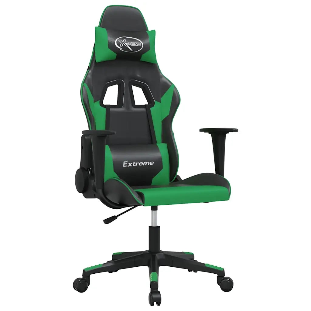 Sedia da Gaming | Sedia da e-sports Massaggiante Nero e Verde in Similpelle