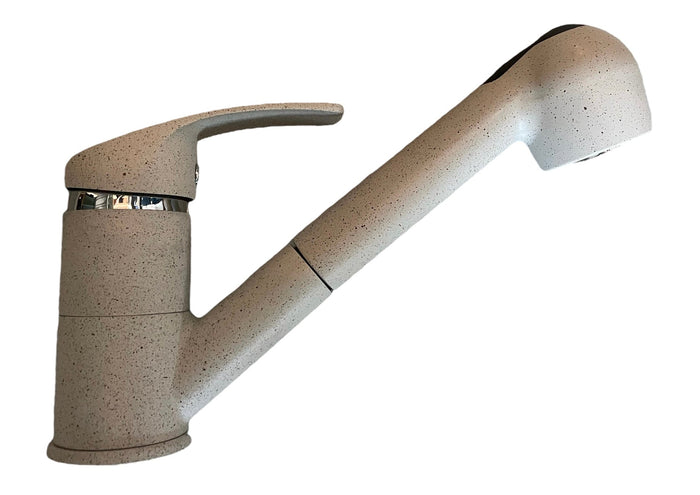 Miscelatore cucina colore marmo beige/bianco, con doccia estraibile