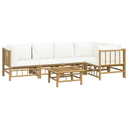 Set di mobili da giardino mobili da esterno 6 pezzi con cuscini bambù bianco crema 02_0016637