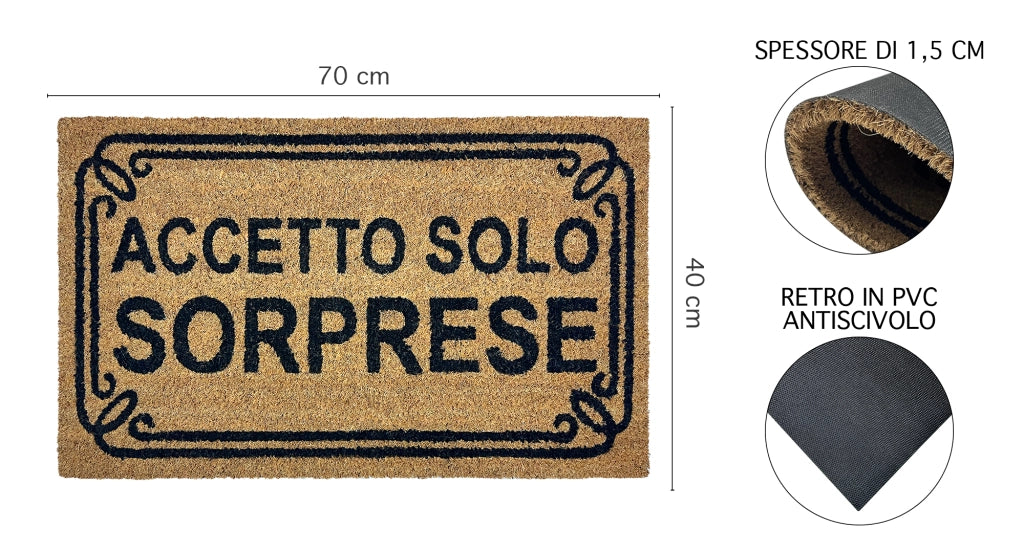Zerbino Ingresso Casa In Fibra Di Cocco Con Base In Pvc  Dis7Sorpresa