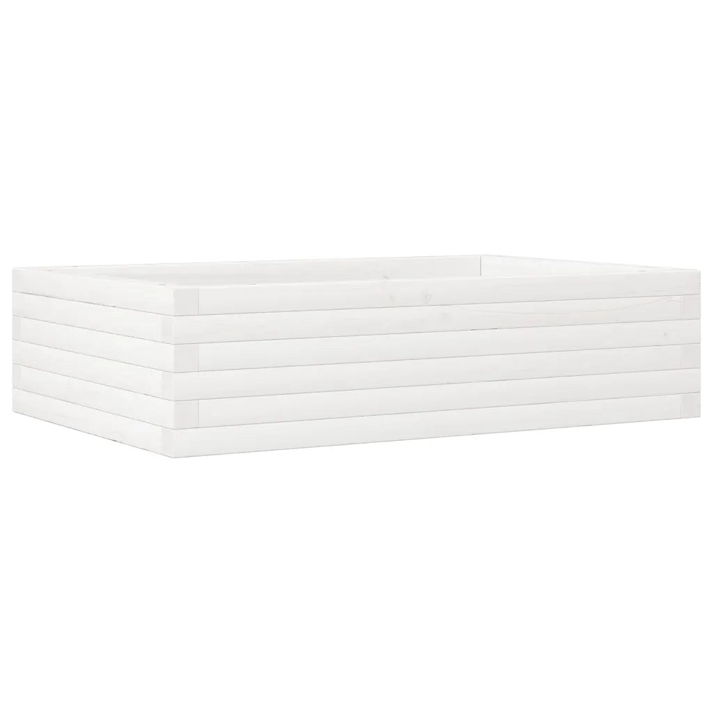 Fioriera da Giardino Bianca 90x60x23 cm Legno Massello di Pino