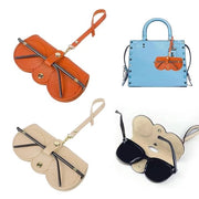 Set di occhiali da sole in pelle - Custodia per occhiali - Portatile - 2 pezzi - Adatto per misure standard - Dimensioni 14 x 7 cm