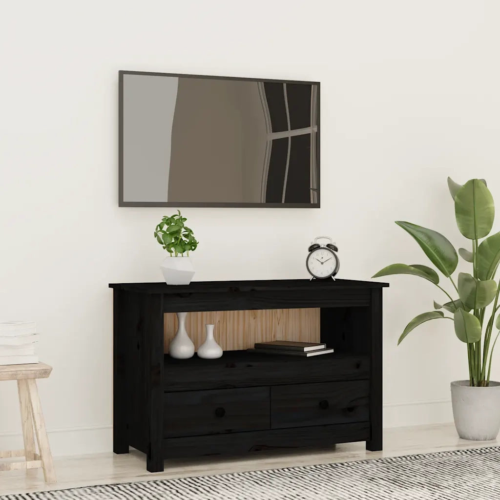 Mobile TV | Armadietto TV | Mobile Porta TV Nero 79x35x52 cm in Legno Massello di Pino
