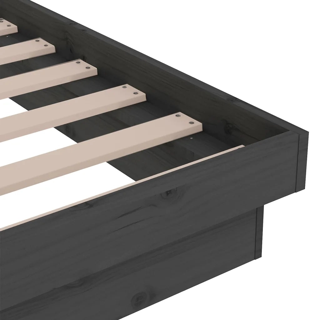 Giroletto-Struttura Letto in Legno Massello Grigio 75x190 cm Small Single 465916