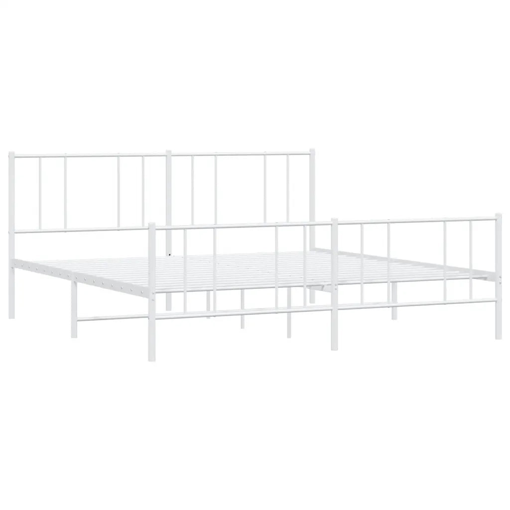 Giroletto con Testiera e Pediera Metallo Bianco 193x203 cm 352553