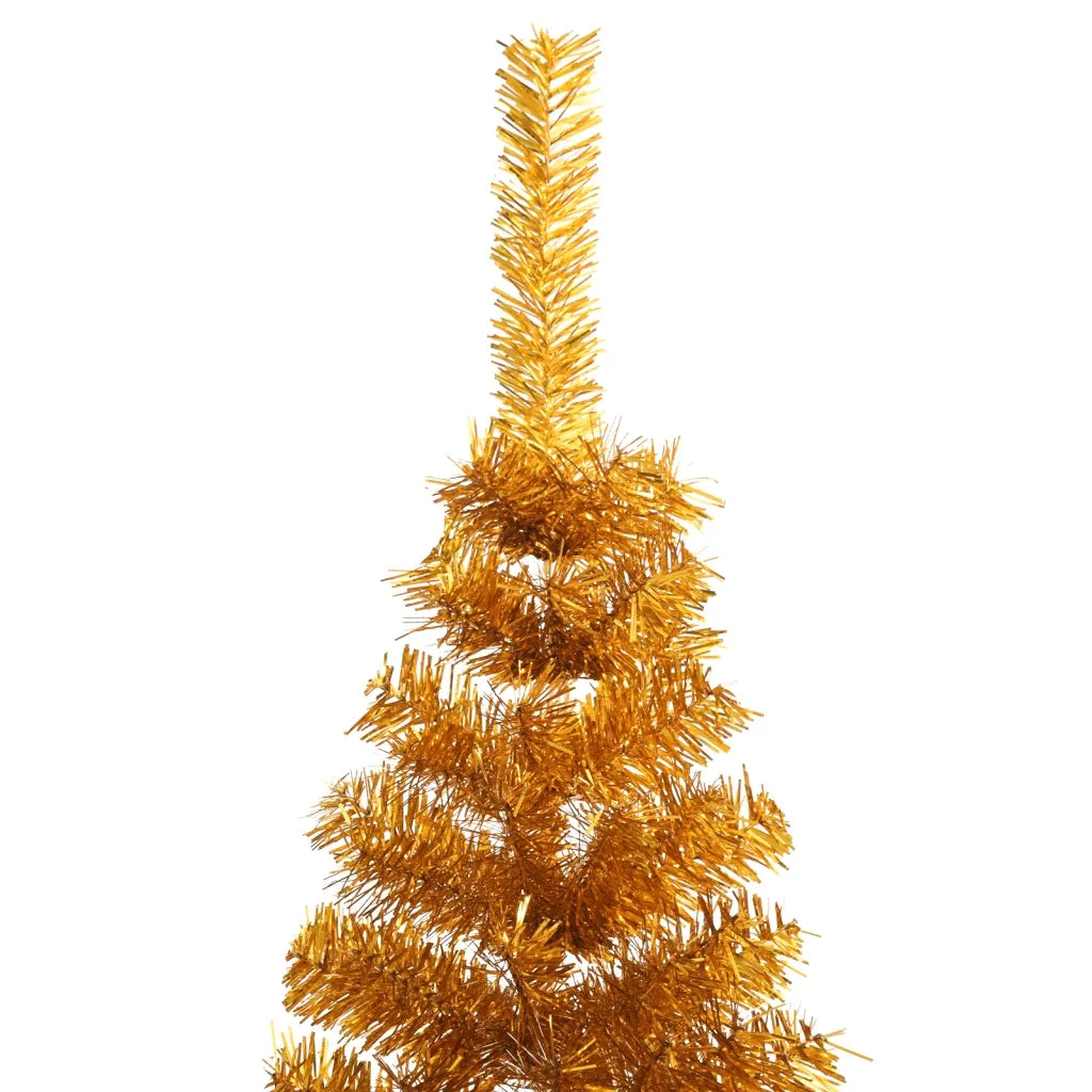 Albero di Natale Artificiale a Met¨¤-Albero Natalizio con Supporto Oro 240 cm PET
