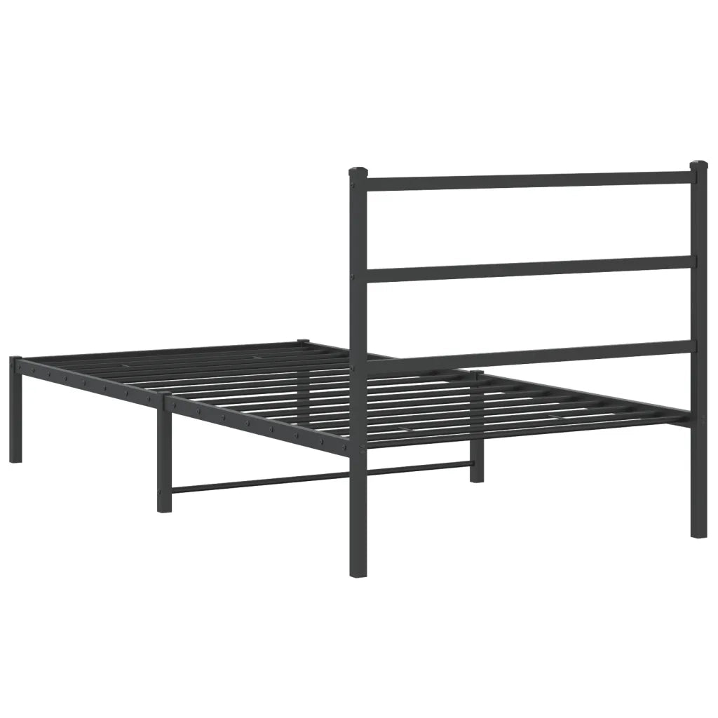 Letto singolo | Letto per adulti | Giroletto con Testiera Metallo Nero 100x200 cm