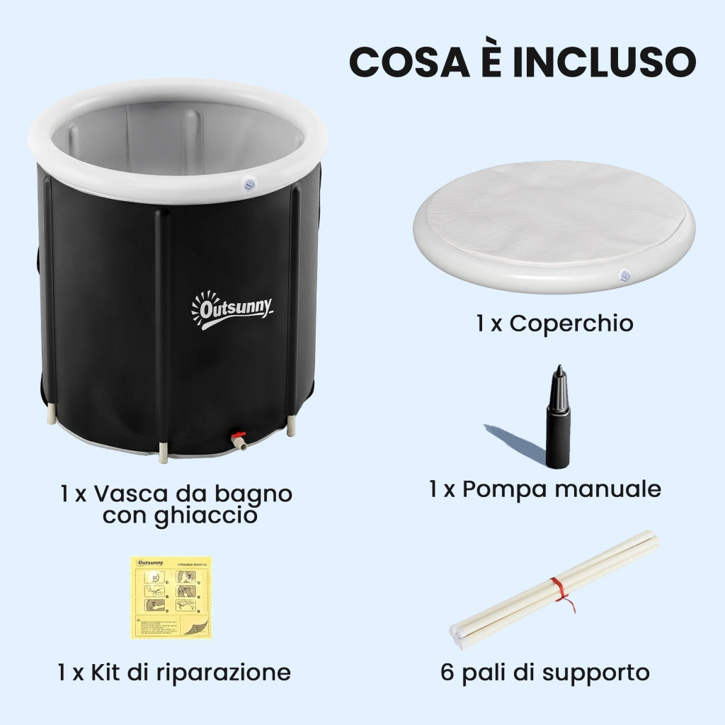 Vasca Ghiaccio 280L per Sportivi ¨C zephmum ¨C Nero, ?78x71 cm