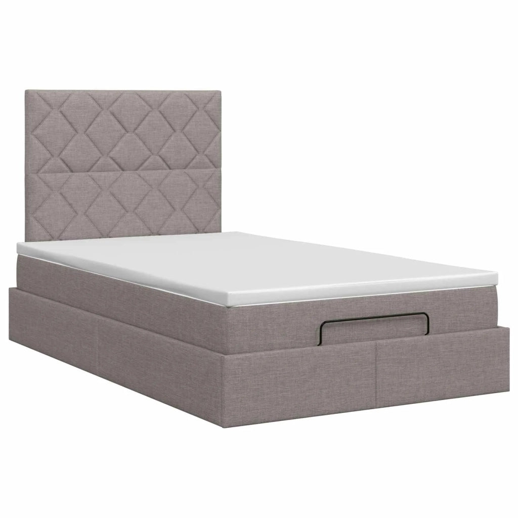 Letto ottomano con materasso Tortora 120 x 200 cm Tessuto 3457567