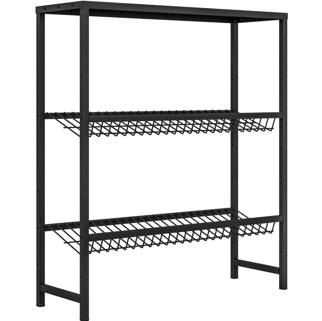 Scaffale per cassette bevande in acciaio nero, 3 ripiani