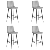 Sgabello da bar VALORA POZZA - Velluto grigio argento con gambe nere x 4