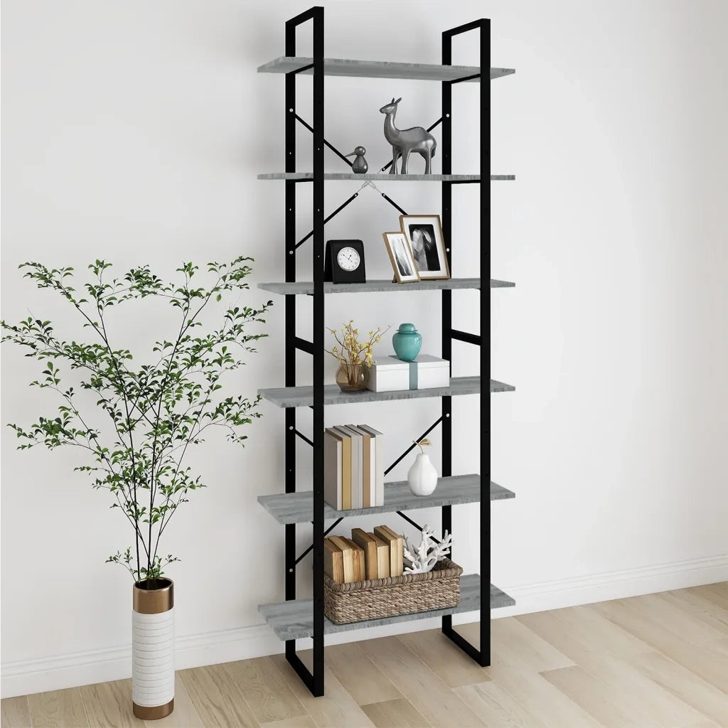 Scaffale Alto Grigio Sonoma 80x30x210 cm in Legno Multistrato 821319