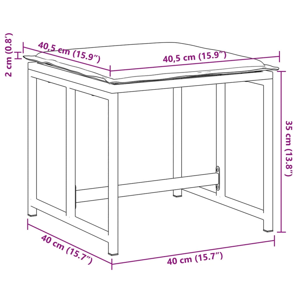 Sgabelli Giardino con Cuscini 4 pz Bianchi Acciaio e Textilene CFW2805211