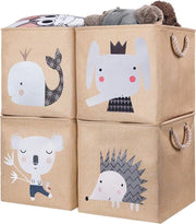 Cassa di Deposito per Bambini, Set di 4, 33 x 38 x 33 cm, Cestino di Deposito Ripiegabile per Scaffale, Ideale per l'Uso di Kallax, Cassa per Giochi, Giochi, Libri, Camera dei Bambini