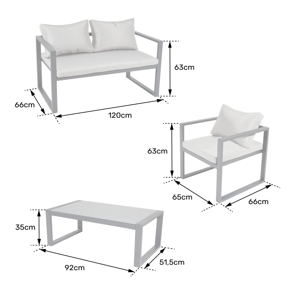 Set di mobili da giardino IBIZA in tessuto grigio 4 posti - alluminio antracite