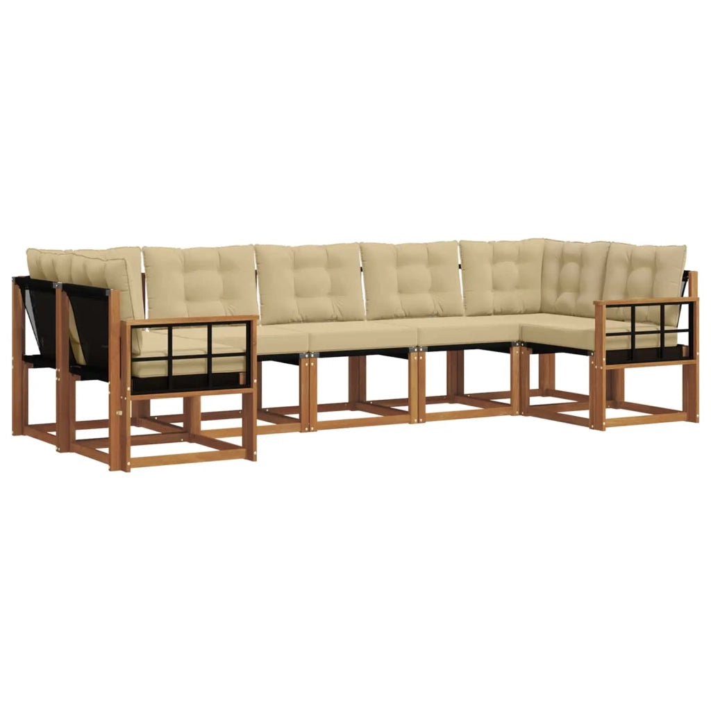 Set di divani da esterno con cuscino 7 pcs Naturale e Beige