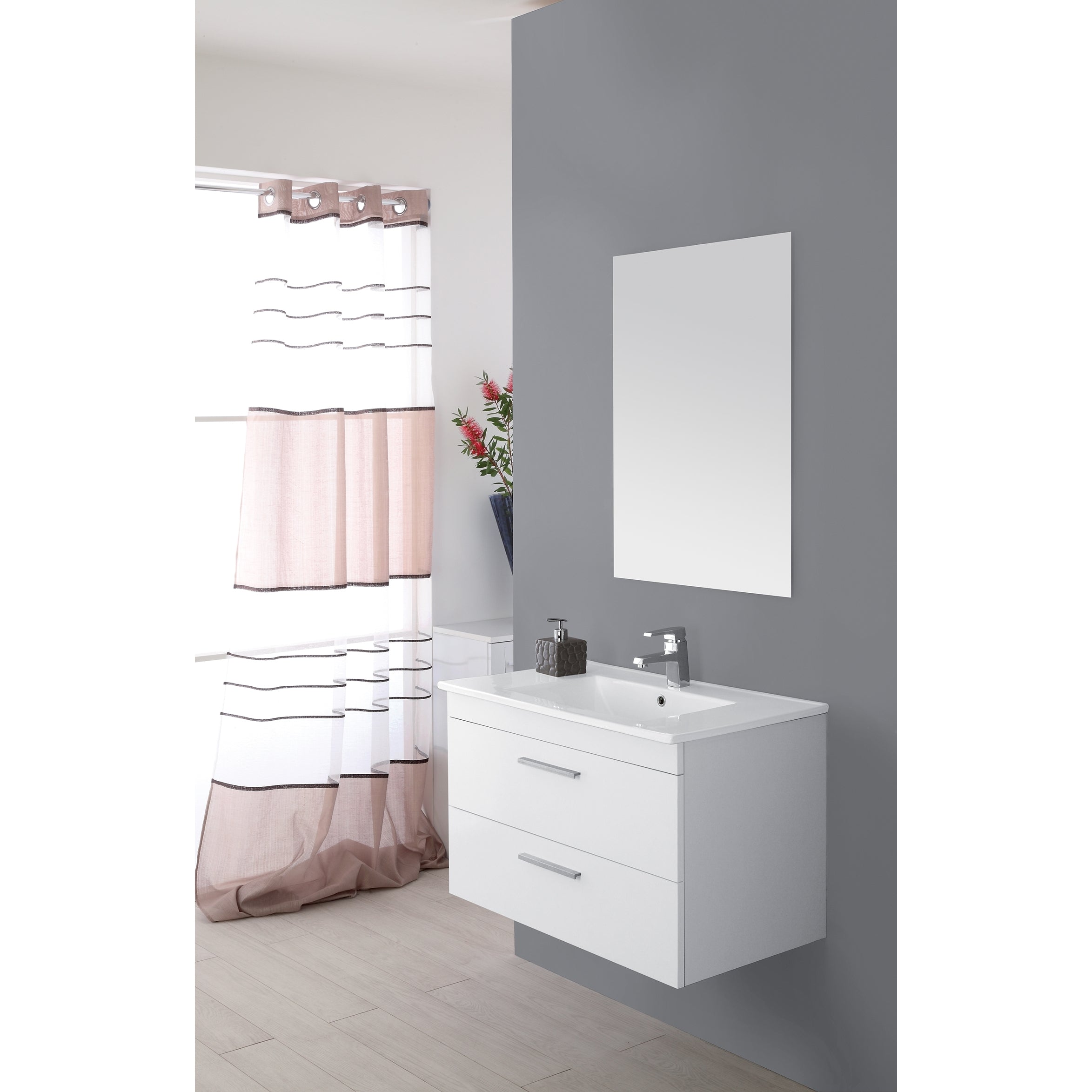COMPOSIZIONE BAGNO CM80 2CASSETTI BIANCO LUCIDO.