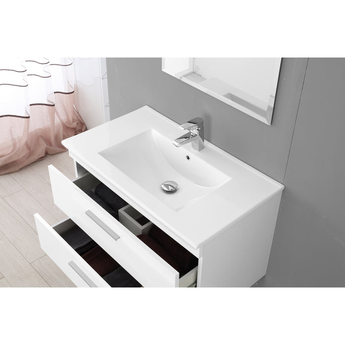 COMPOSIZIONE BAGNO CM80 2CASSETTI BIANCO LUCIDO.