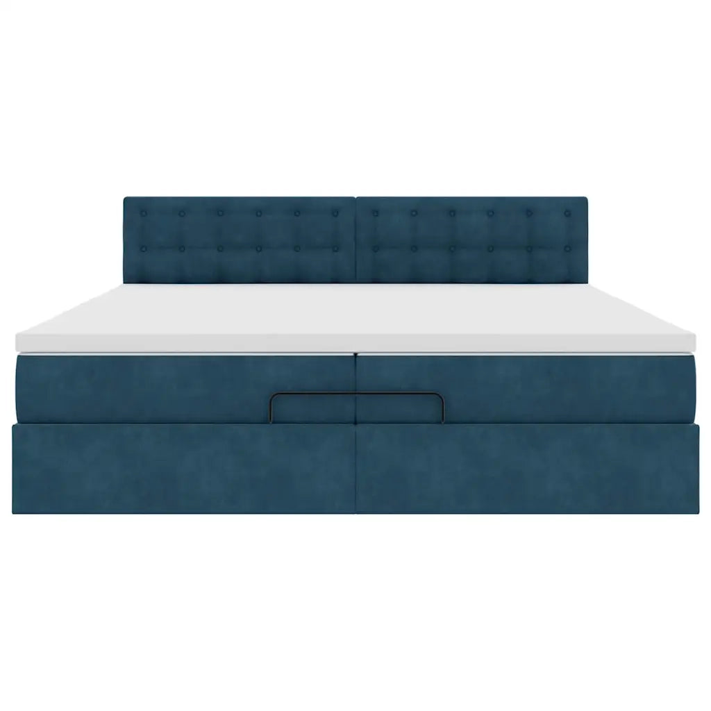 Struttura Letto Pouf con Materasso 200x200 cm in Velluto