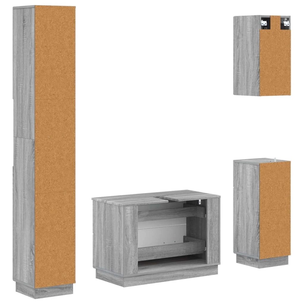 Set di Mobili da Bagno da 4 Pezzi HOORN Sonoma grigio 3417960