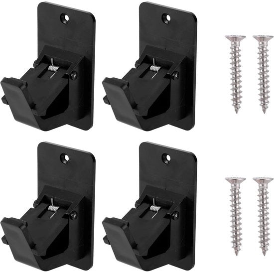Set di 4 Beugoli per Tende Universali - Impermeabile al Legno - Laccato in Nero - Adatto per Bagno/Camera da Letto/Cucina - Hanger per Tende