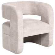 Poltrona Beige Poliestere Ciniglia con Braccioli Seduta Ampia Soggiorno Moderno