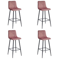 Sgabello Valora POZZA in velluto rosa scuro con gambe nere per cucina x4