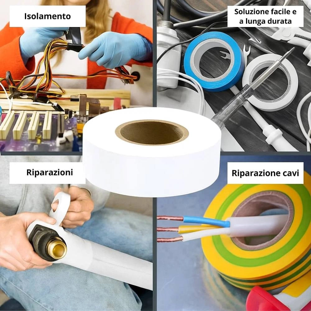 Kit nastro isolante in pvc autoestinguente multicolore per impianti sicuri *** colore bianco, dimensioni 19 mm x 25 m...
