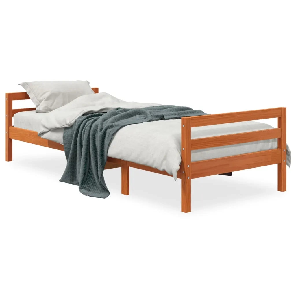 Letto senza Materasso Marrone Cera 90x200 cm Legno di Pino 844485