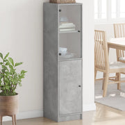 Credenza con Anta-Buffet-Armadio da cucina in Vetro Grigio Cemento 35x37x142 cm