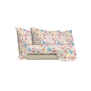 Set Lenzuola 1 Piazza e Mezzo con Stampa Sopra Sotto e Federe Marea