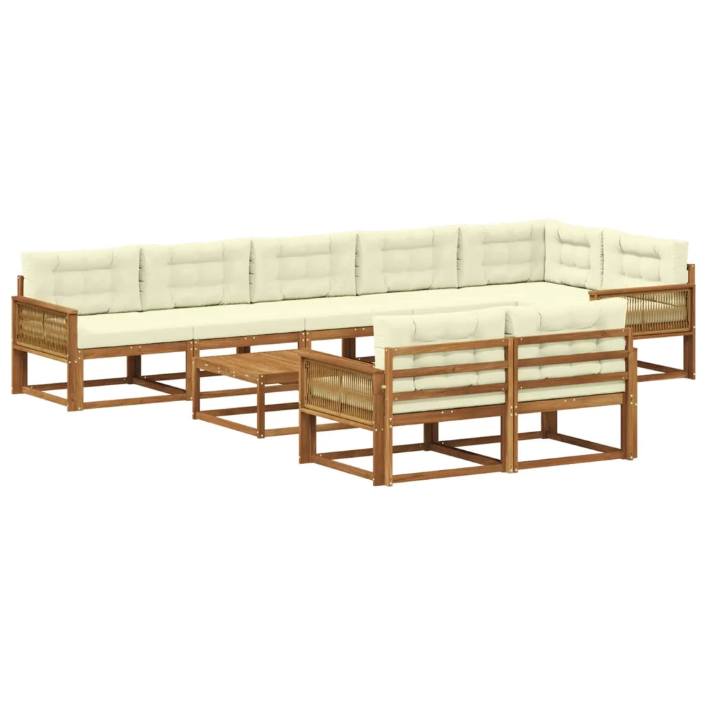 Set di divani da esterno con cuscino 9 pcs Naturale e Crema