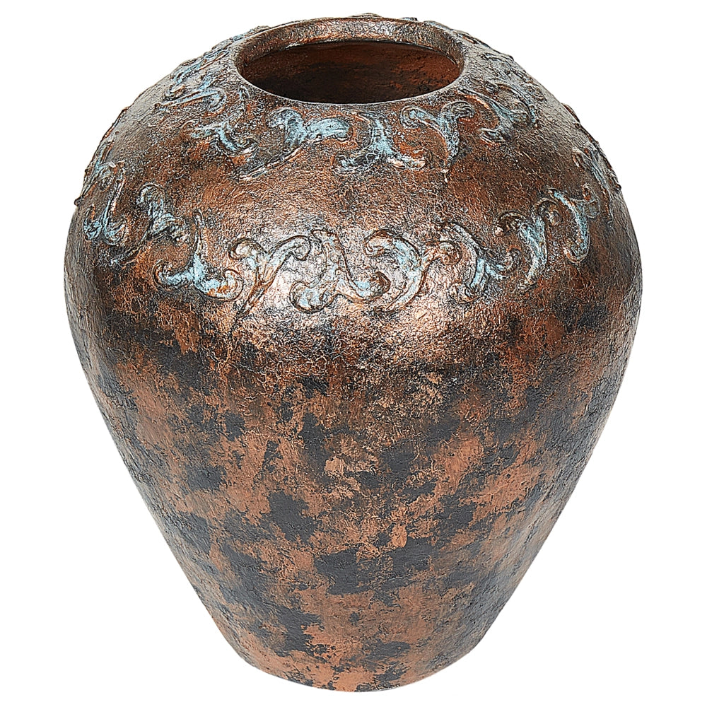 Vaso Decorativo Blu Rame terracotta Ovale 30 cm con Effetto Anticato interno ed esterno
