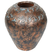 Vaso Decorativo Blu Rame terracotta Ovale 30 cm con Effetto Anticato interno ed esterno